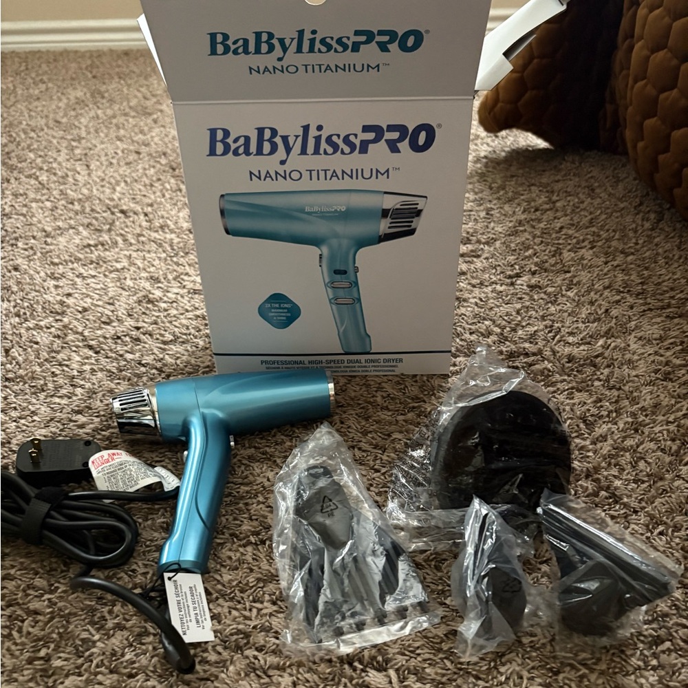 NEW BaBylissPRO Nano Titanium Hair Dryer - Blue - Picture 2 of 5